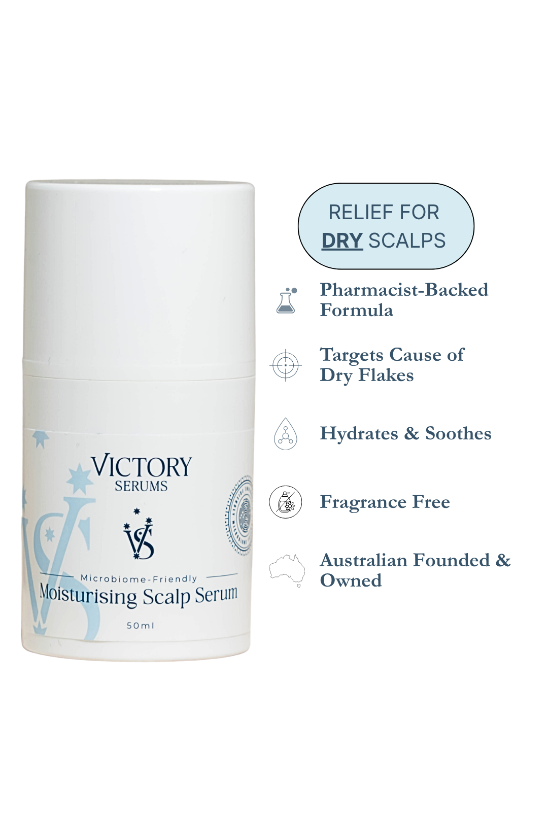 Victory Serums Moisturising Scalp Serum bottle for a dry scalp
